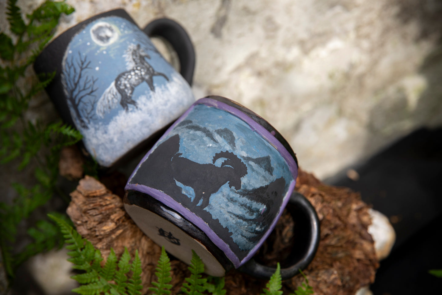 Ibex in mountains ceramic mug. Pottery, one of a kind