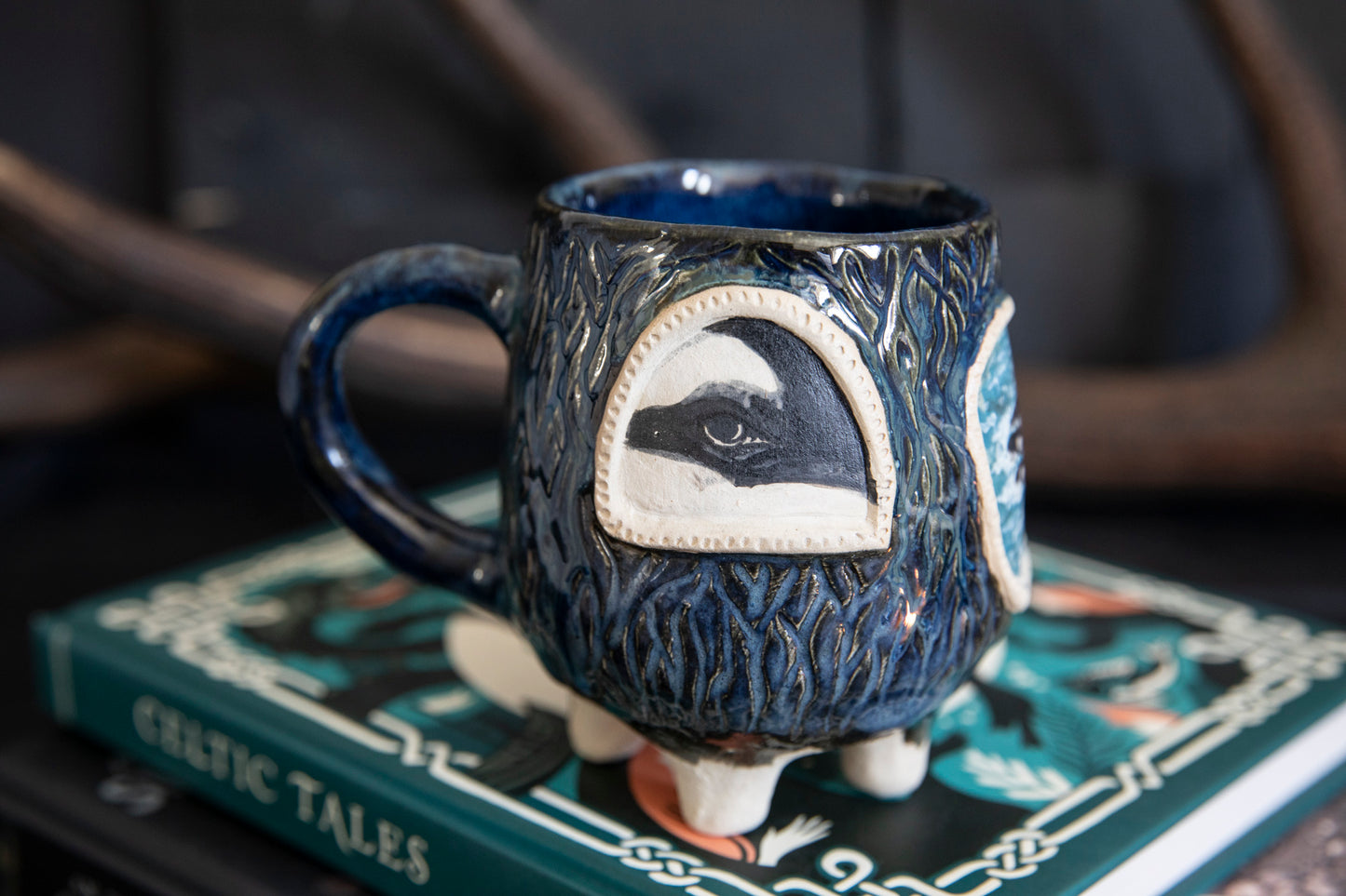 Orca whale ceramic mug, one of a kind. Pottery, lucky.