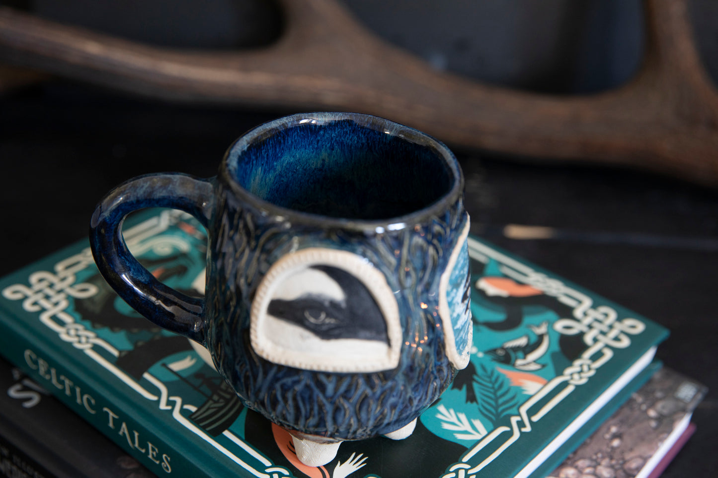 Orca whale ceramic mug, one of a kind. Pottery, lucky.