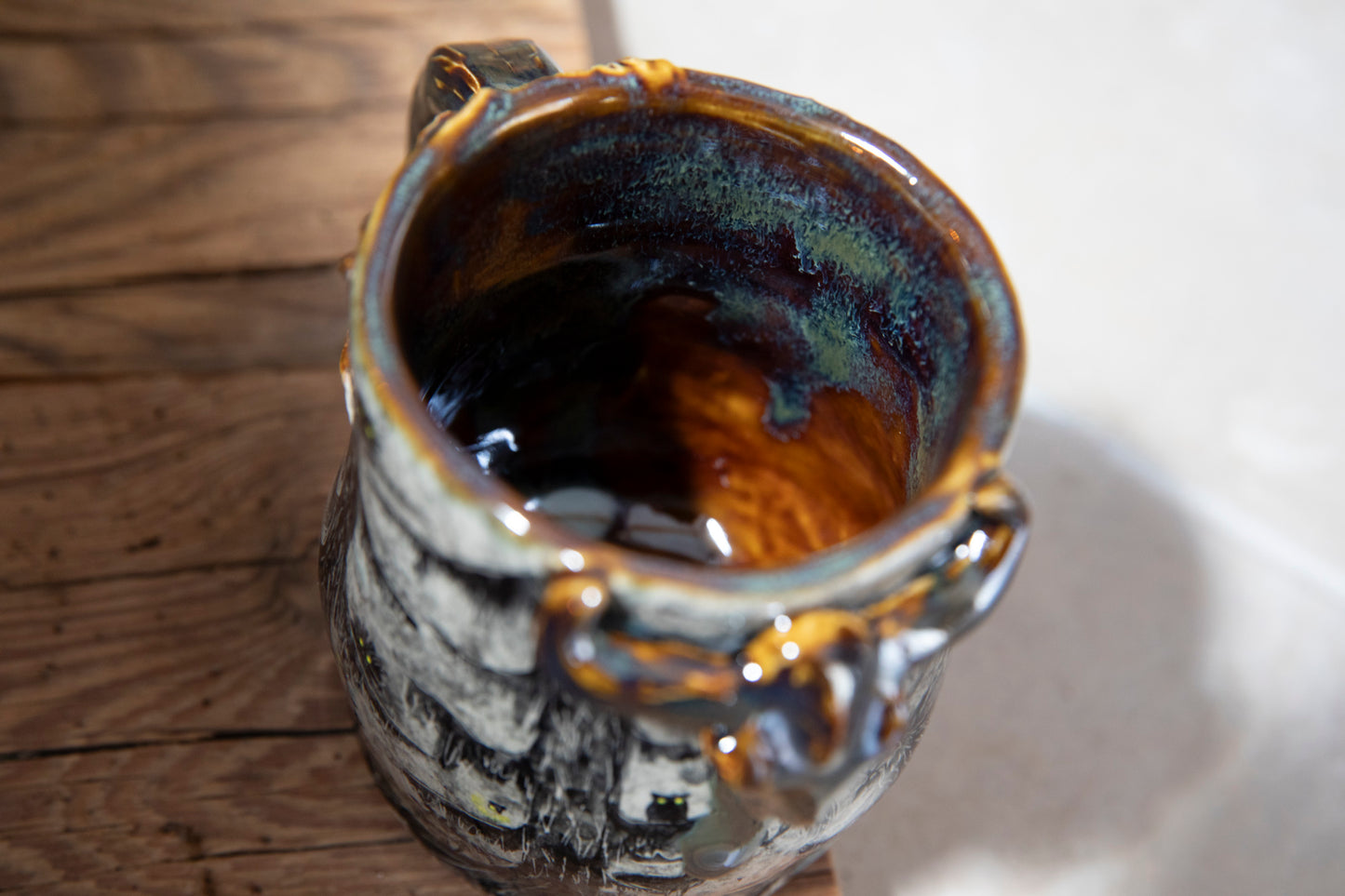 Unique Magic Baba Yaga ceramic mug. Magic forest mug. Pottery. Witch, cabin, hut, pottery