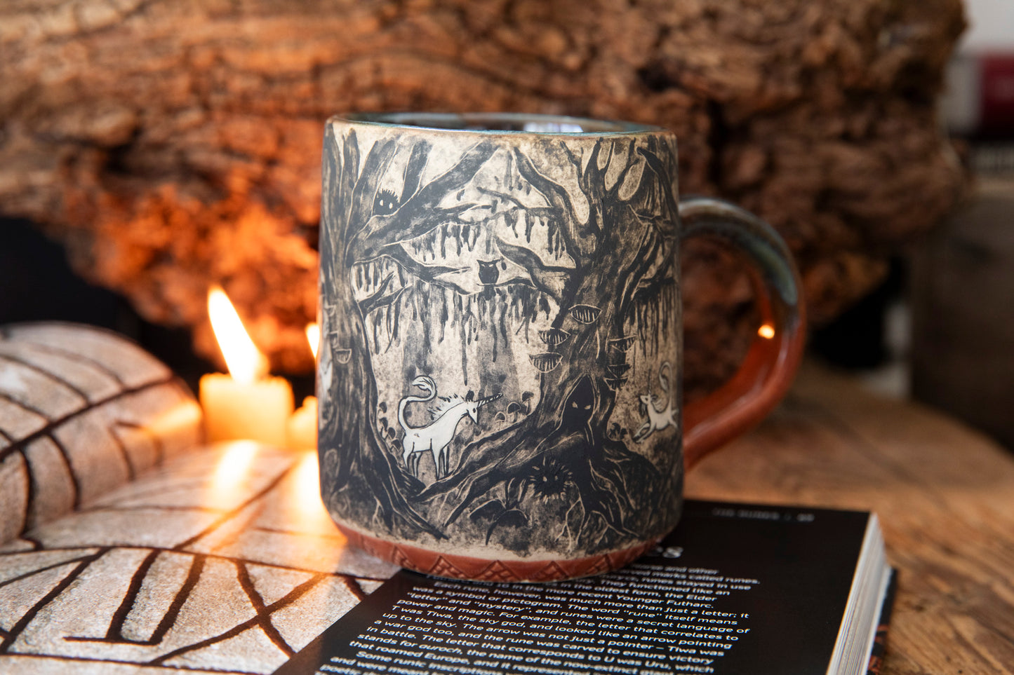 Magic forest with unicorns mug. Ceramic, pottery