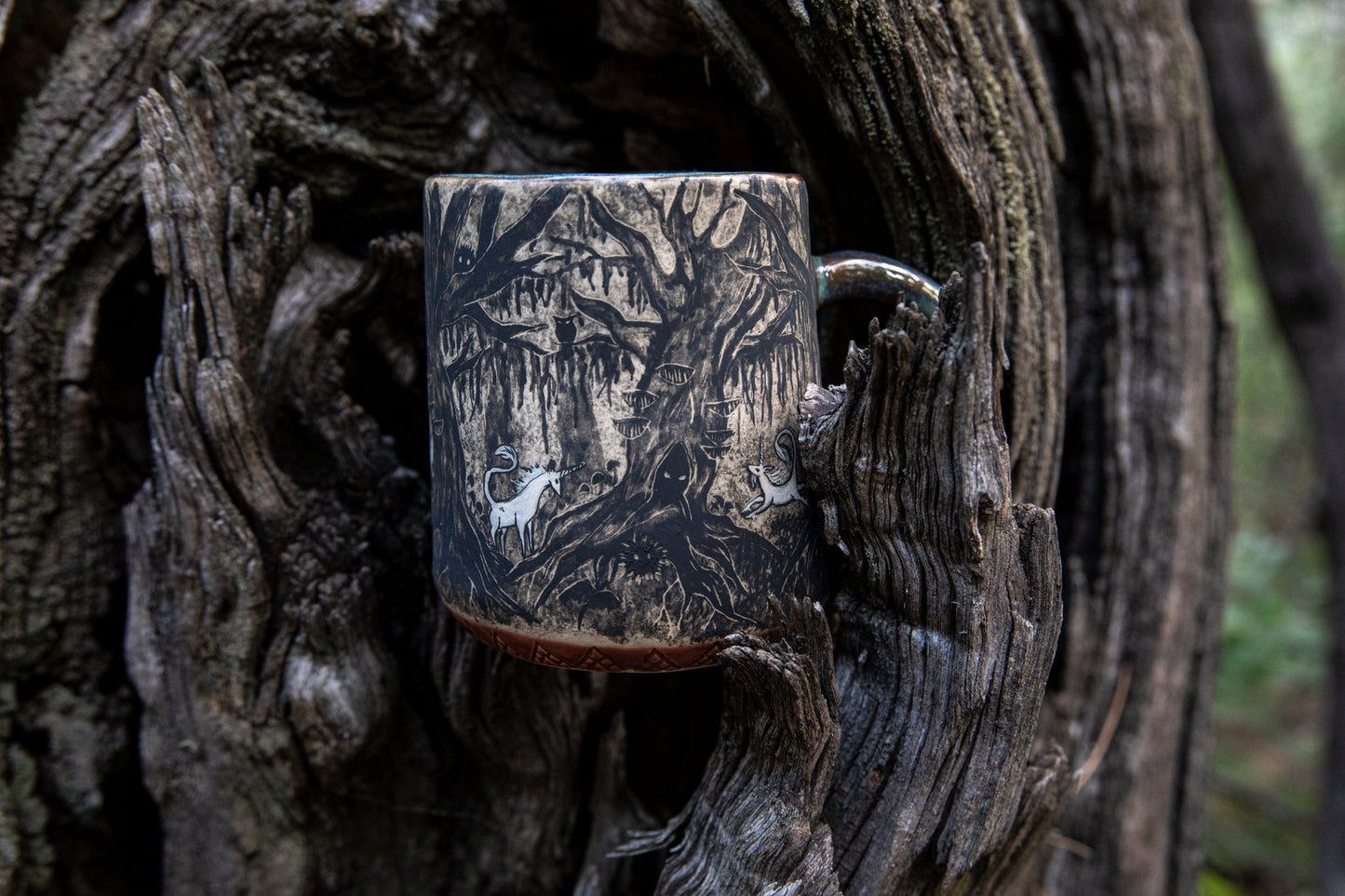 Magic forest with unicorns mug. Ceramic, pottery
