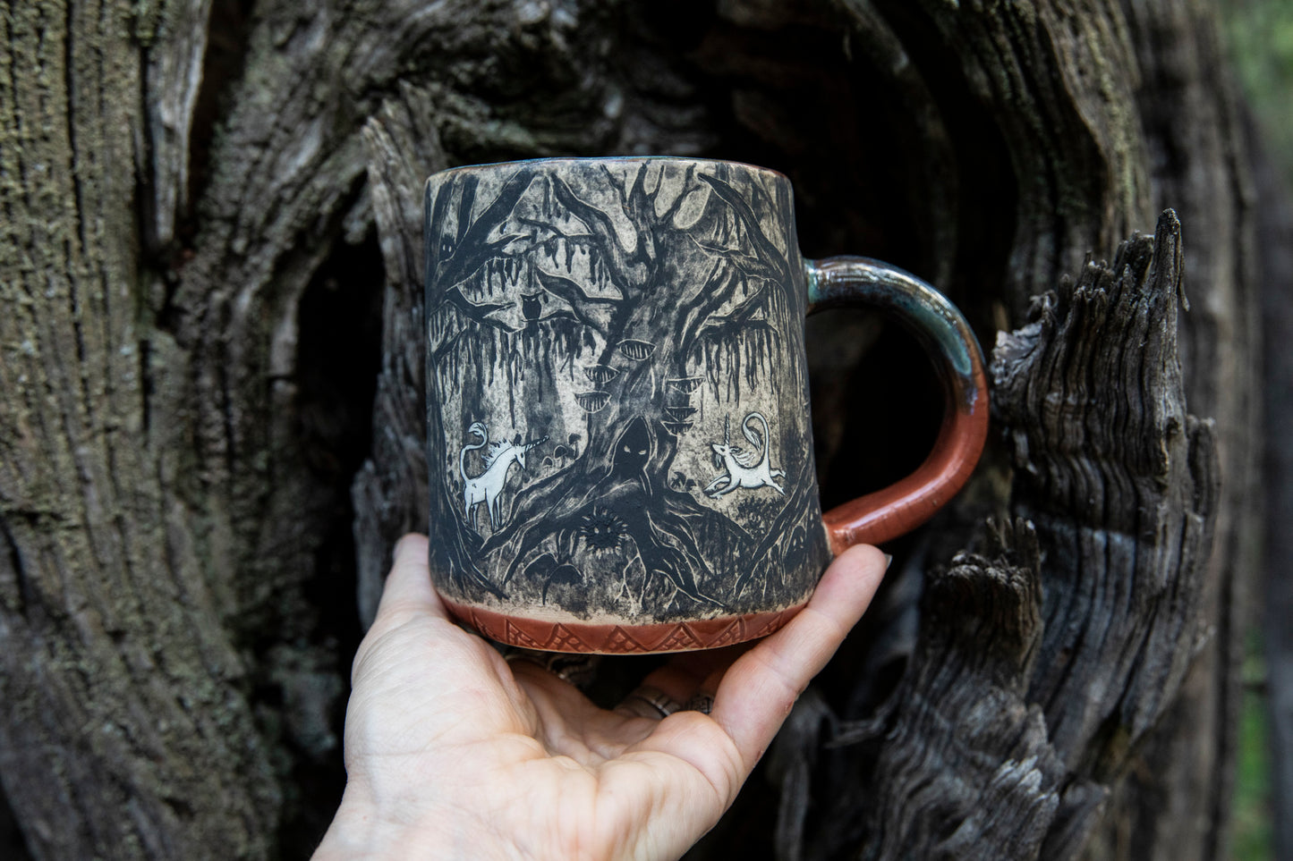 Magic forest with unicorns mug. Ceramic, pottery