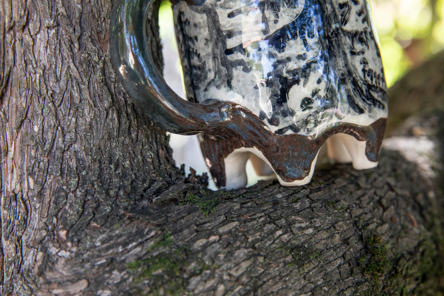 Unique Magic Baba Yaga ceramic mug. Magic forest mug. Pottery. Witch, cabin, hut, pottery