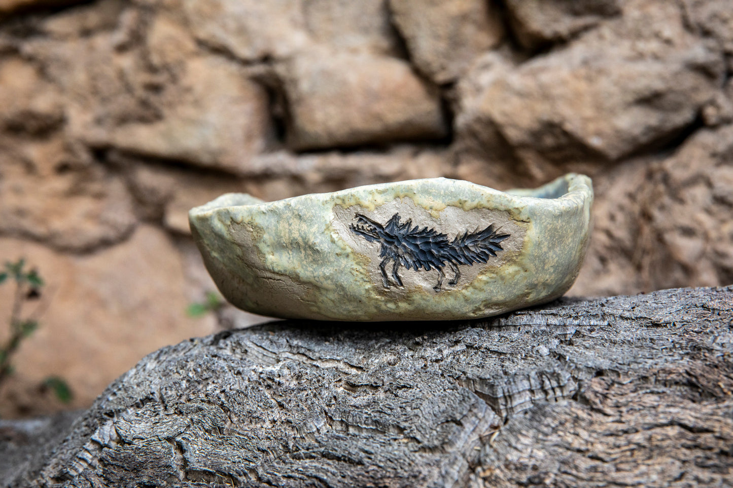 Doggo or Wolf ceramic dog bowl, handmade, unique, one of a kind.