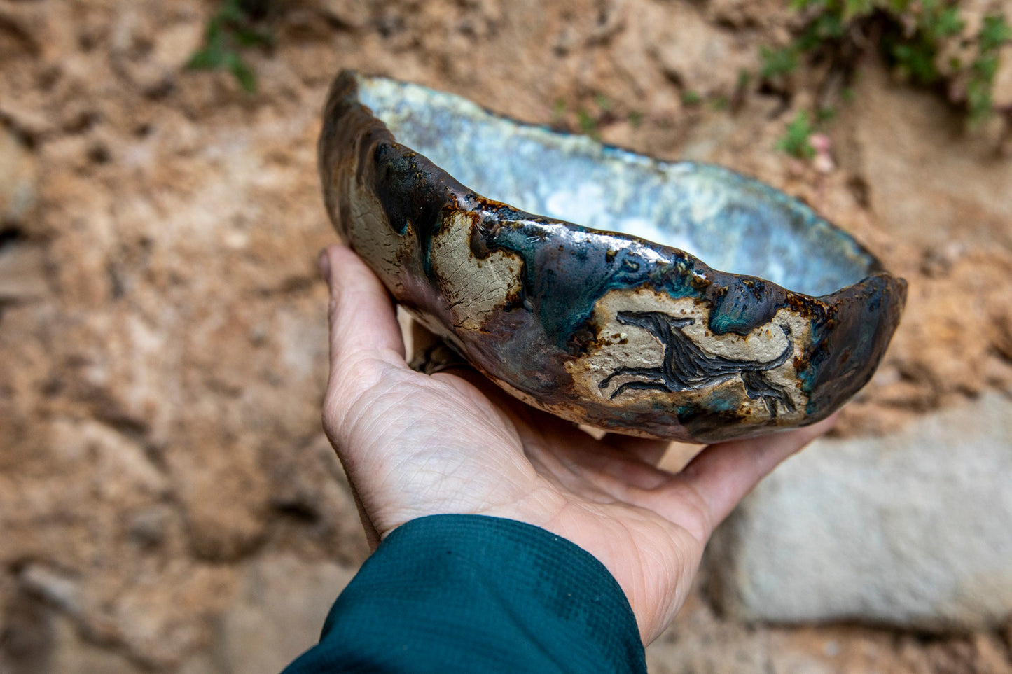 Whippet ceramic dog bowl, handmade, unique, one of a kind.