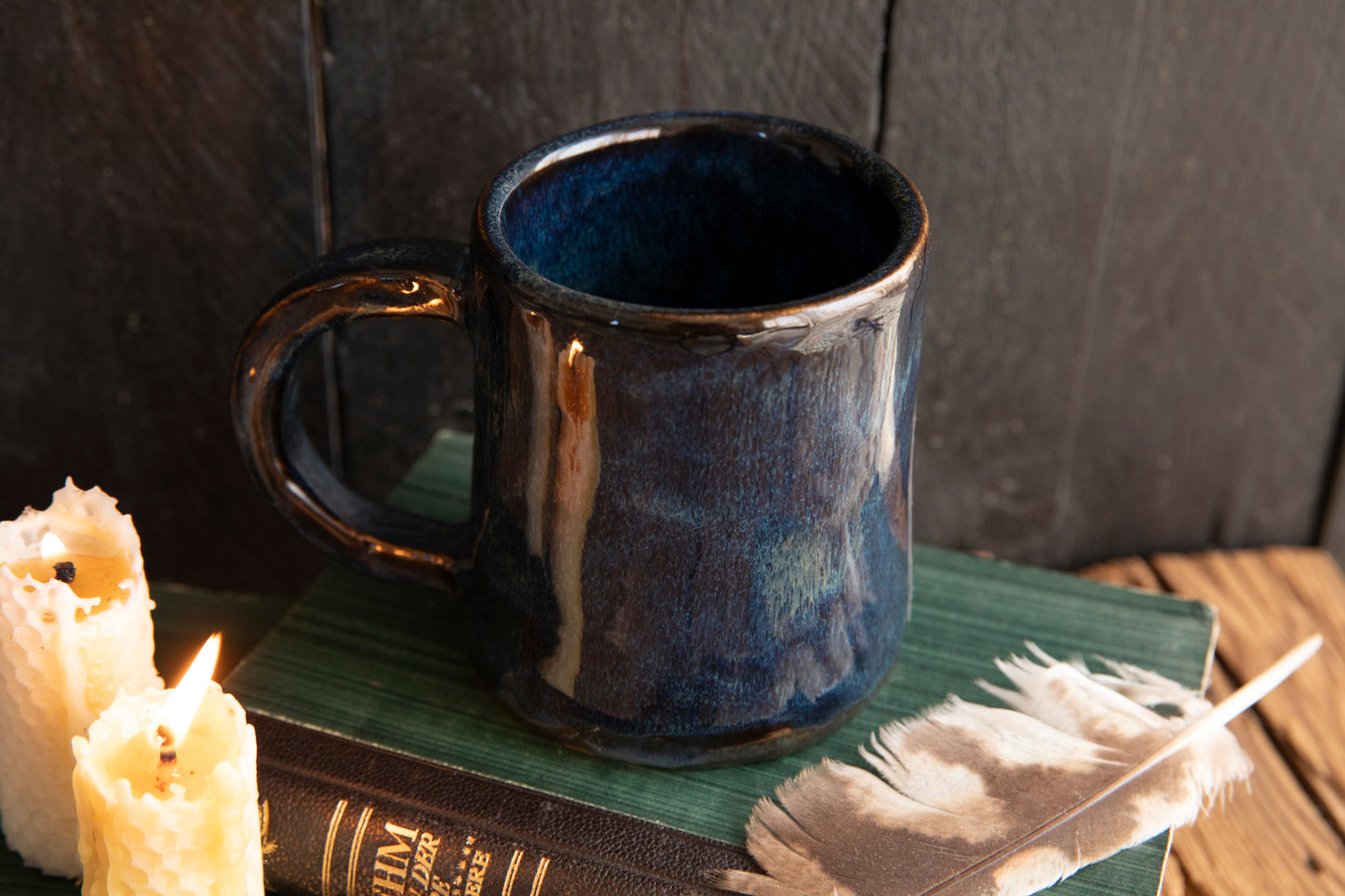 Beautiful meaningful mug with white wolf