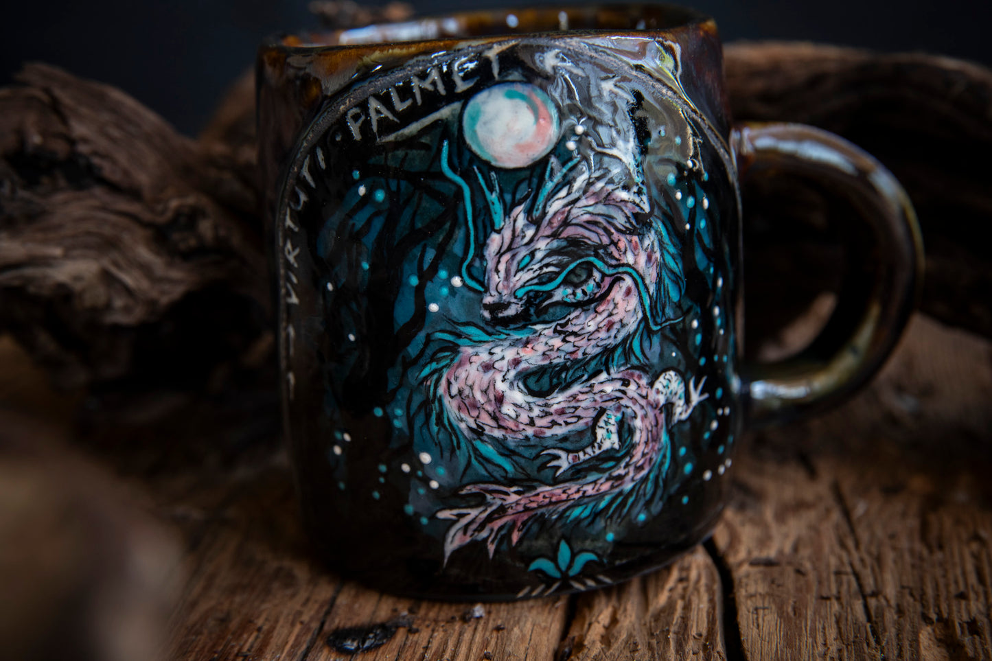 Magic Dragon with pearl instead of full moon ceramic mug