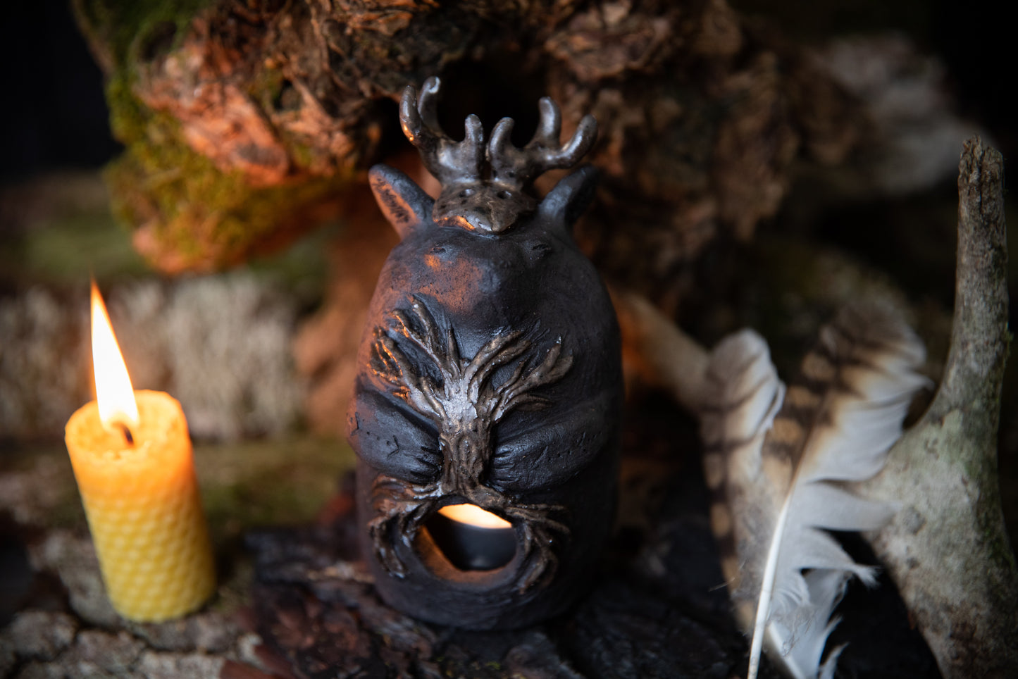 Forest Guardians. Marten ceramic candle holder