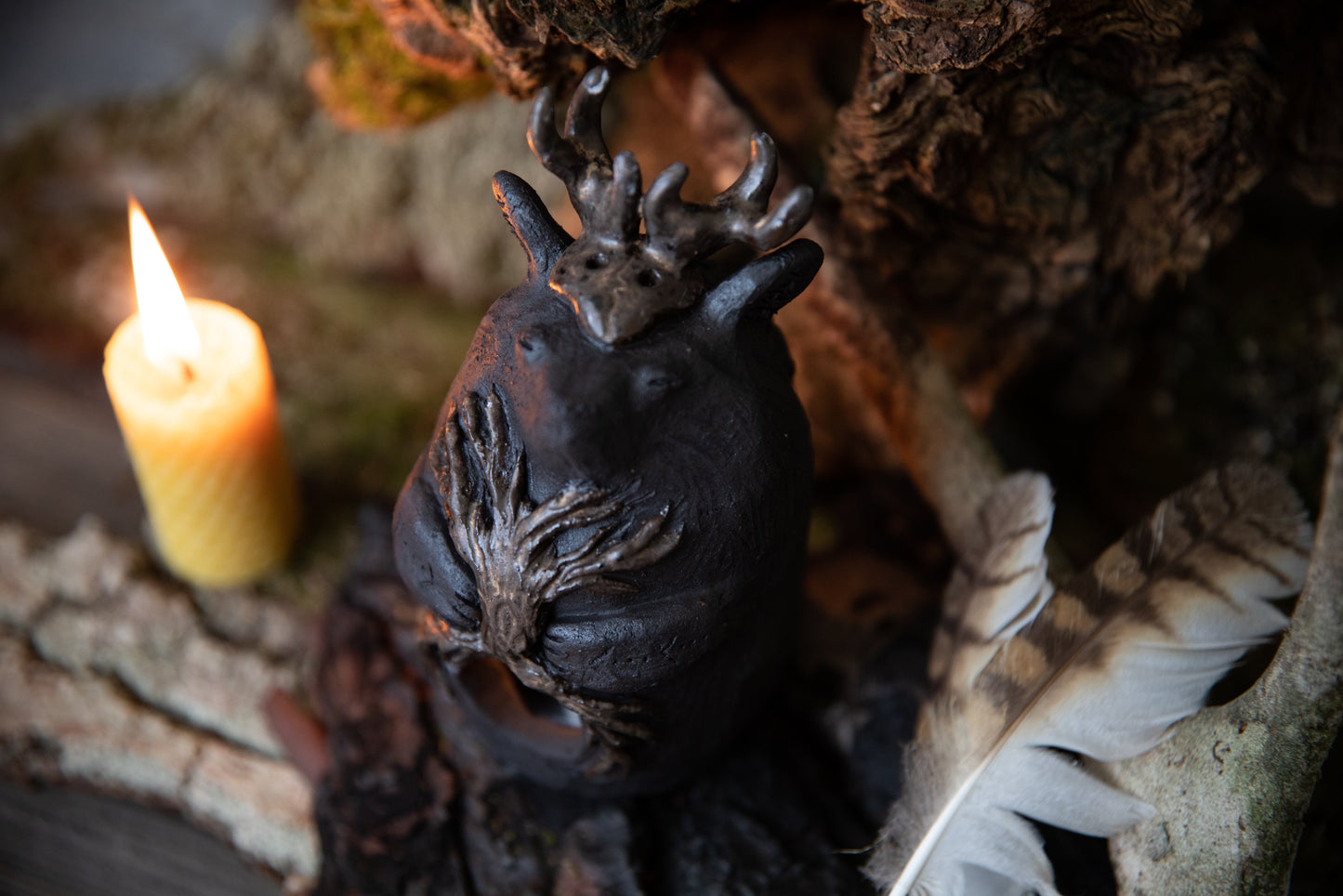 Forest Guardians. Marten ceramic candle holder
