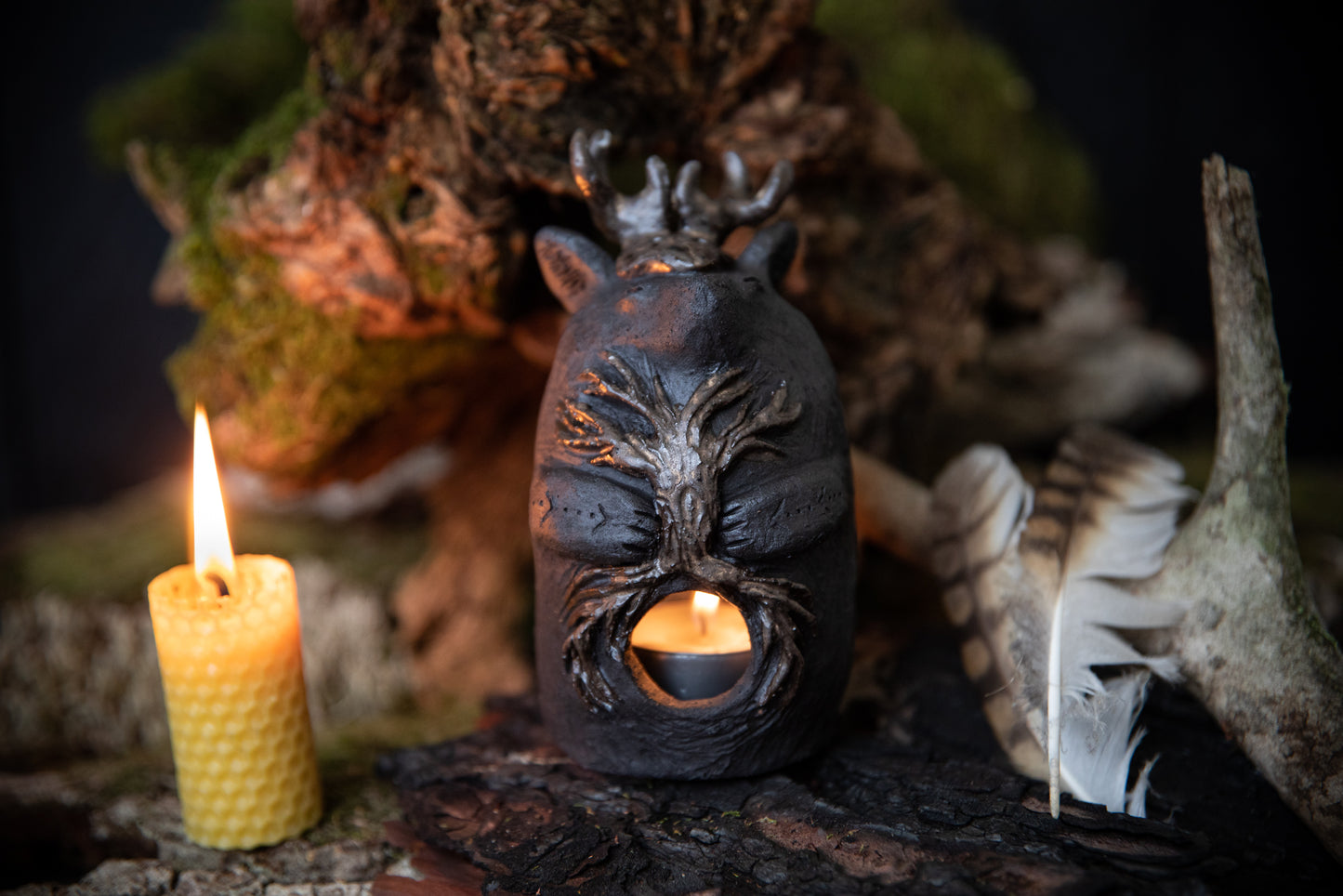 Forest Guardians. Marten ceramic candle holder