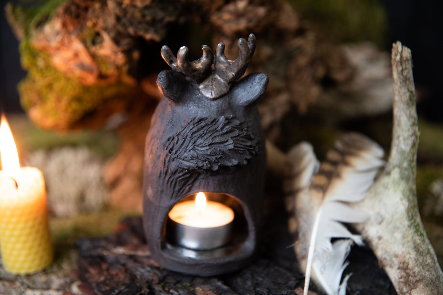 Forest Guardians. Marten ceramic candle holder