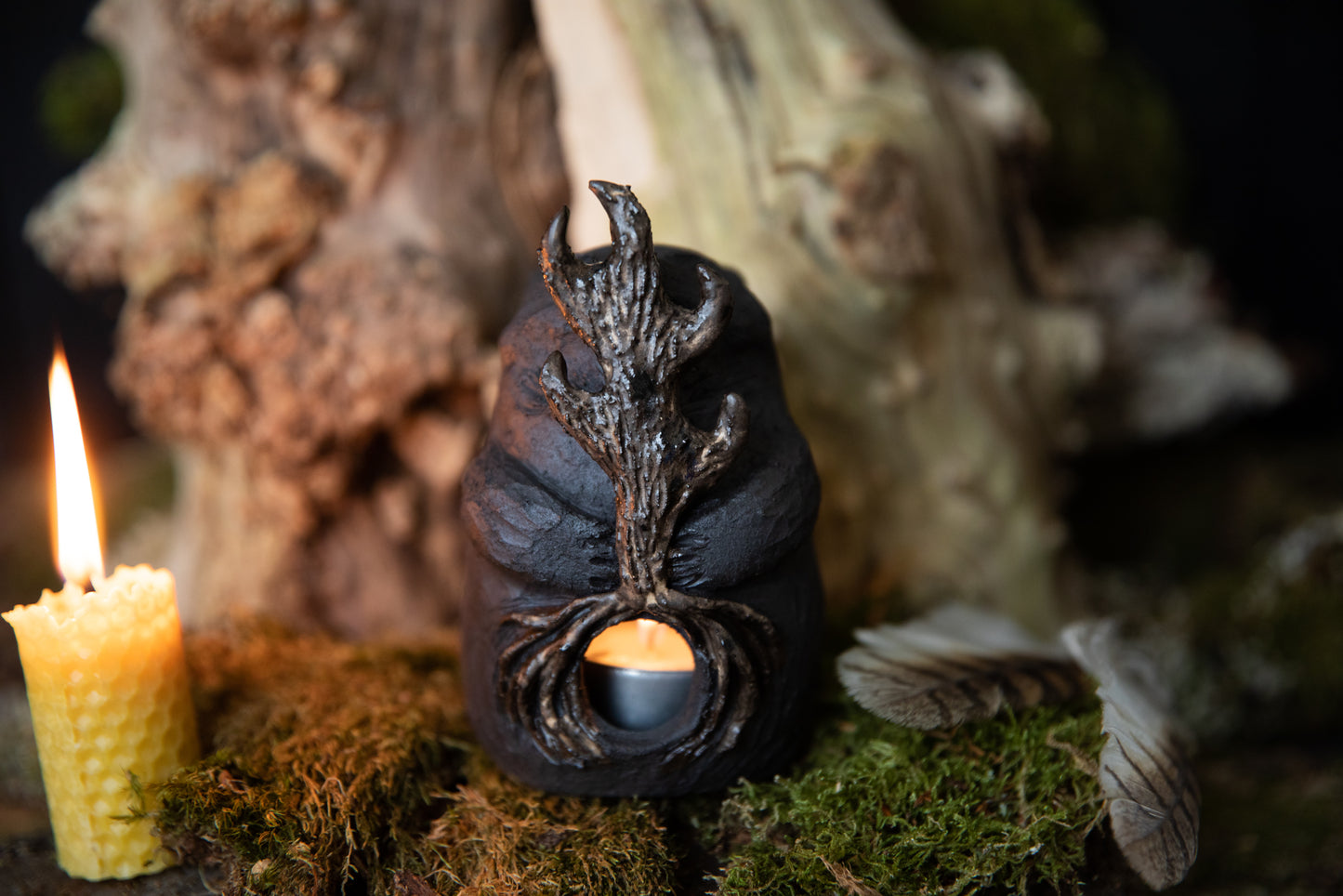 Forest Guardians. Marten ceramic candle holder