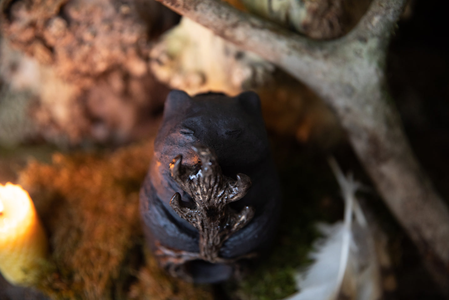 Forest Guardians. Marten ceramic candle holder