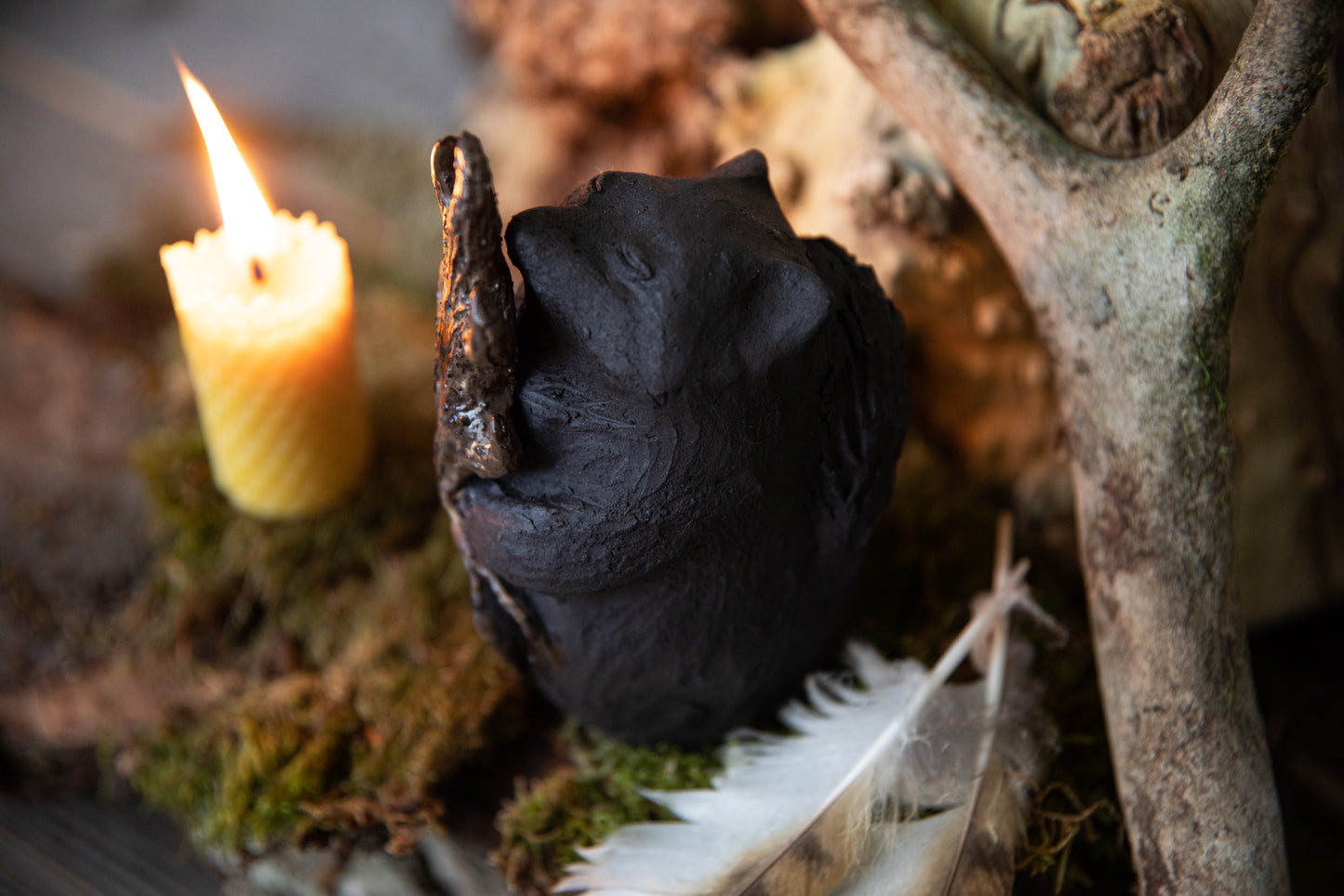 Forest Guardians. Marten ceramic candle holder