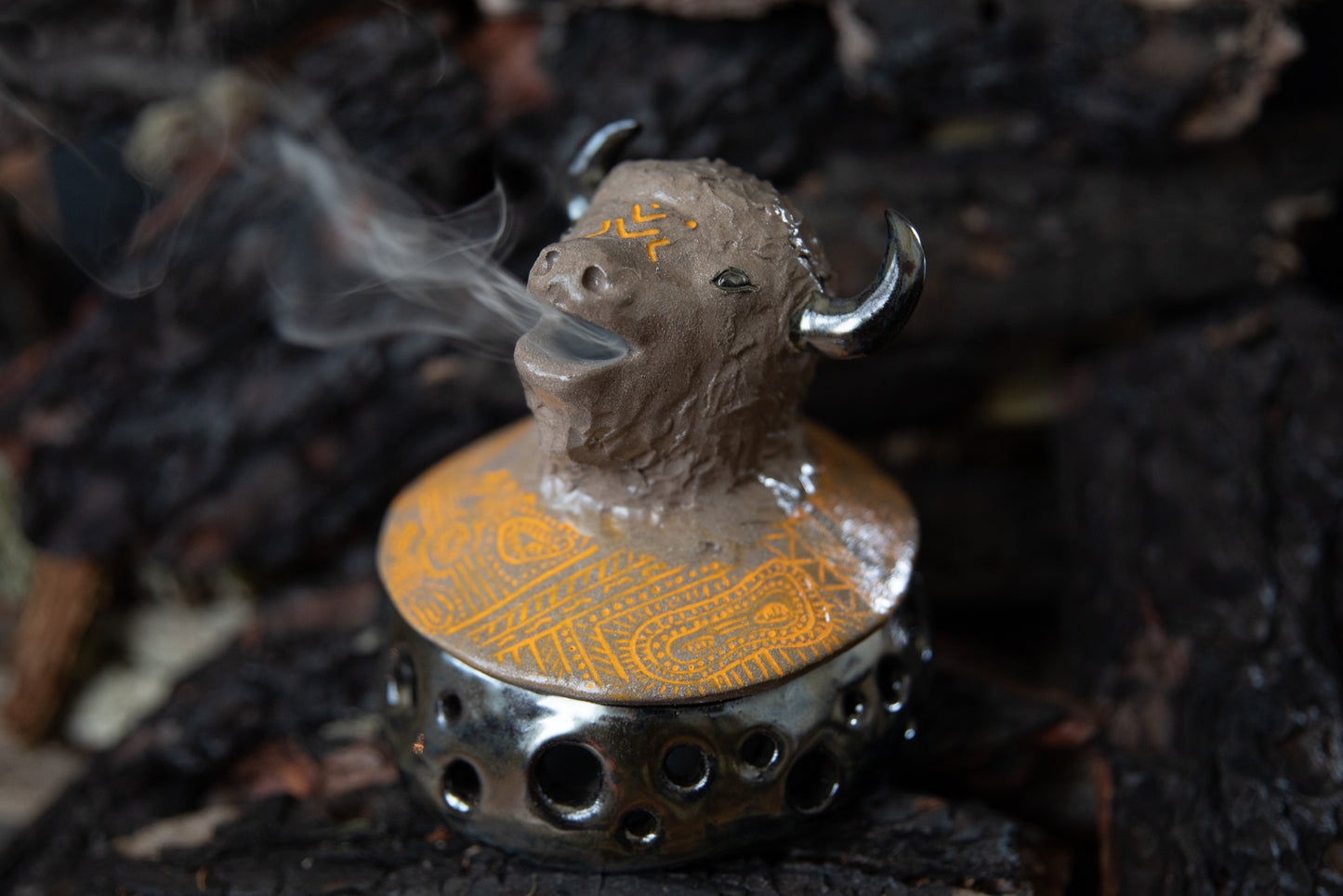 Bison incense ceramic burner