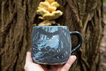 Ceramic mug with Owl carrying a Magic Key. Pottery. One of a kind