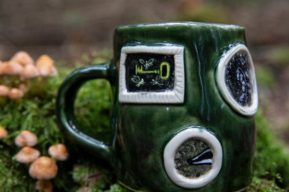 Badgers, owl, runes magic mug. Pottery, ceramic, witchy, forest, unicorn, fairy
