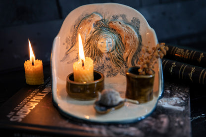 River Goddess altar, with two playful otters. Ceramic one of a kind