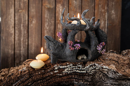 Fox totem, candle holder, incense sticks, resins, cones, palo santo holder, dry flower vase