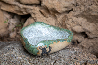 Doggo or Wolf ceramic dog bowl, handmade, unique, one of a kind.