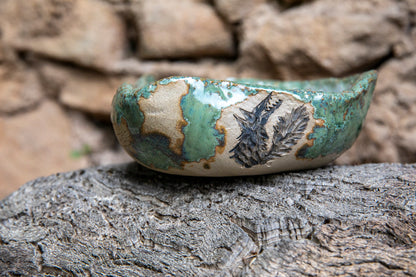 Doggo or Wolf ceramic dog bowl, handmade, unique, one of a kind.