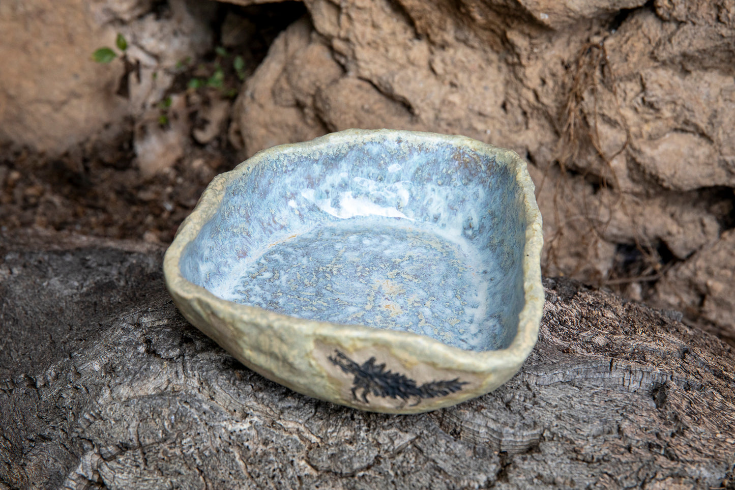 Doggo or Wolf ceramic dog bowl, handmade, unique, one of a kind.