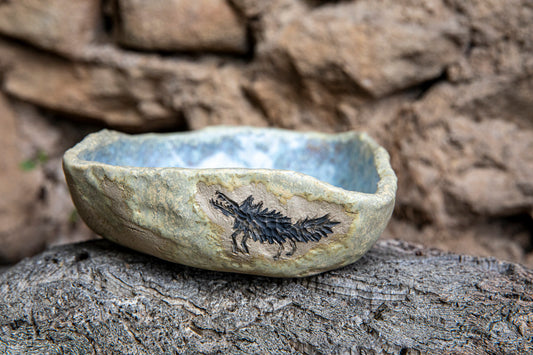 Doggo or Wolf ceramic dog bowl, handmade, unique, one of a kind.