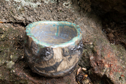 Cute ceramic flower pot with various animals in their burrows underground, unique, one of a kind