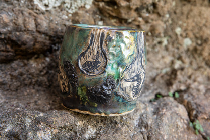 Dragon and Frog the Wizard magic ceramic mug, one of a kind, unique and handmade