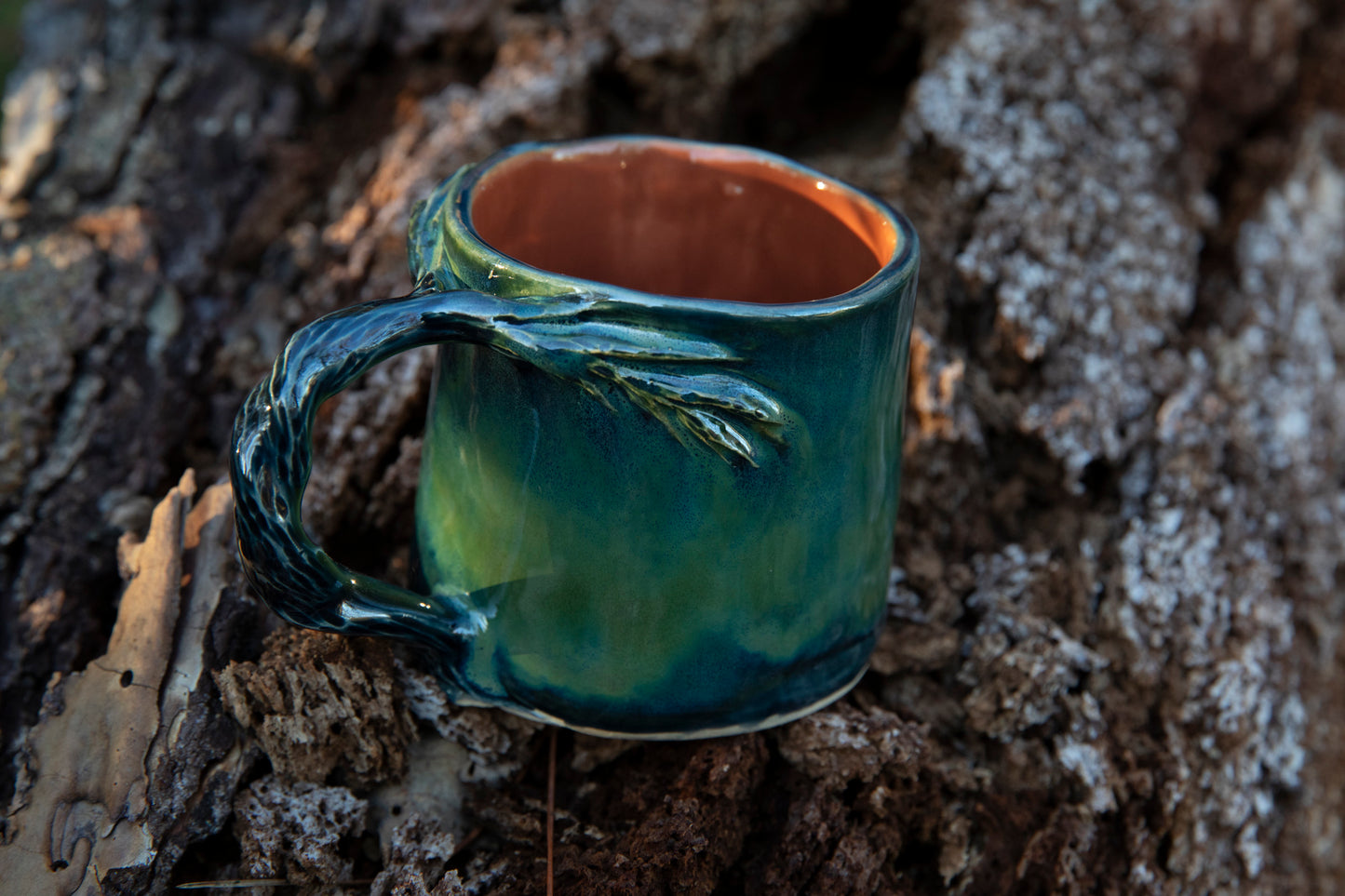 Magic forest with unicorn and mushrooms mug. Ceramic, pottery