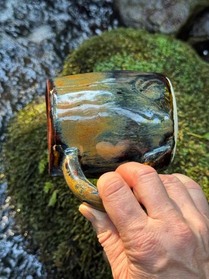 Fierce but sensitive ceramic mug with unicorn and gold