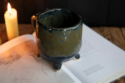 Baba Yaga ceramic mug with real gold. Magic forest mug. Pottery. Witch, cabin, hut, pottery