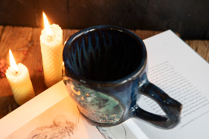 Baba Yaga ceramic mug with real gold. Magic forest mug. Pottery. Witch, cabin, hut, pottery