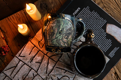 Baba Yaga ceramic mug with real gold. Magic forest mug. Pottery. Witch, cabin, hut, pottery