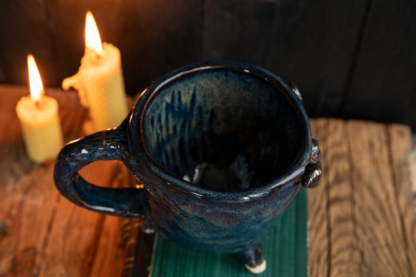Baba Yaga ceramic mug with bull scull and real gold. Magic forest mug. Pottery. Witch, cabin, hut, pottery