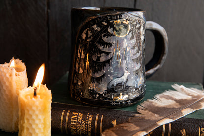 Beautiful meaningful mug with white wolf