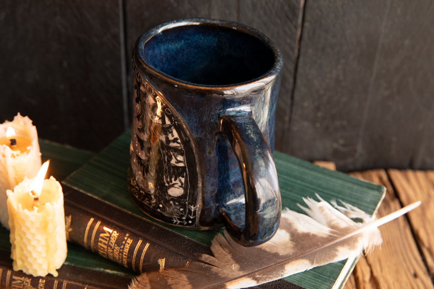 Beautiful meaningful mug with white wolf