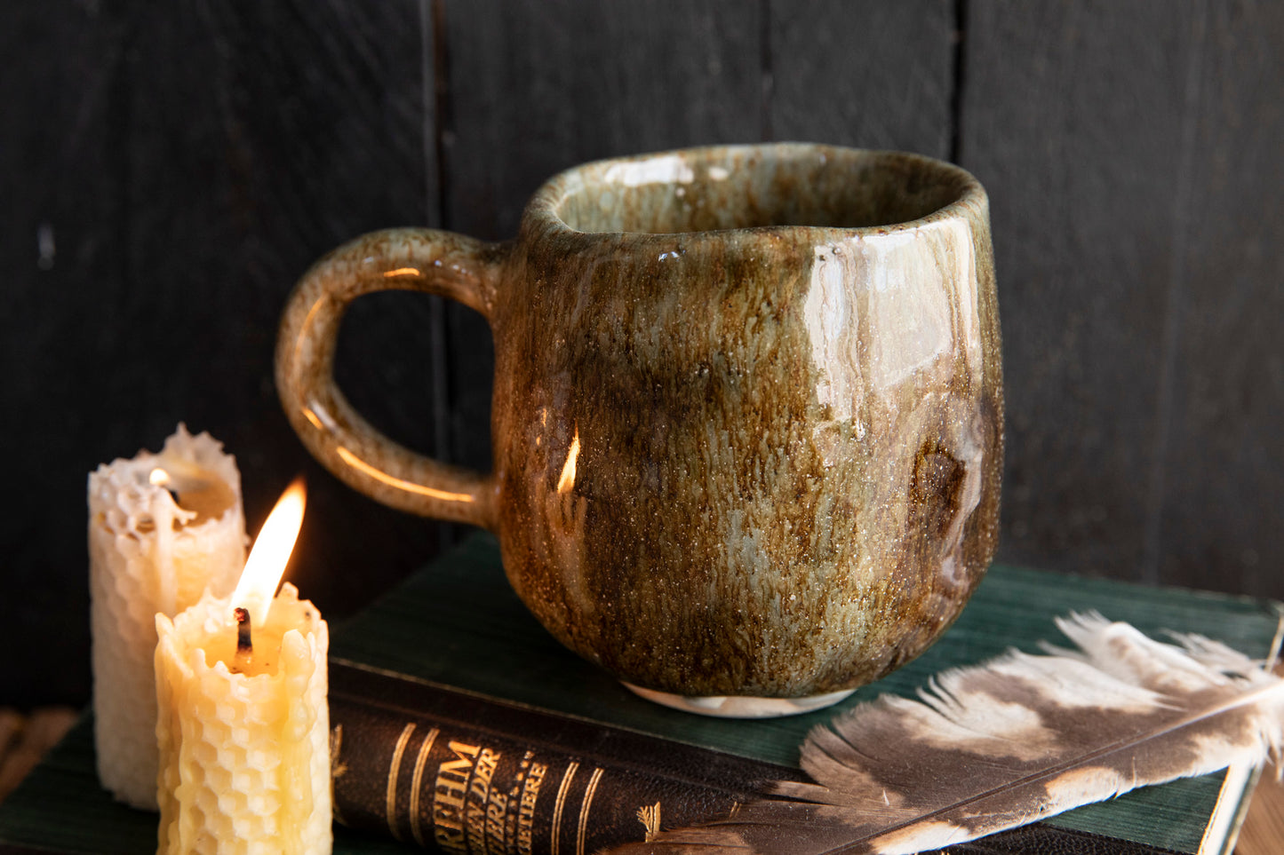Baba Yaga ceramic mug with real gold. Magic forest mug. Pottery. Witch, cabin, hut, pottery