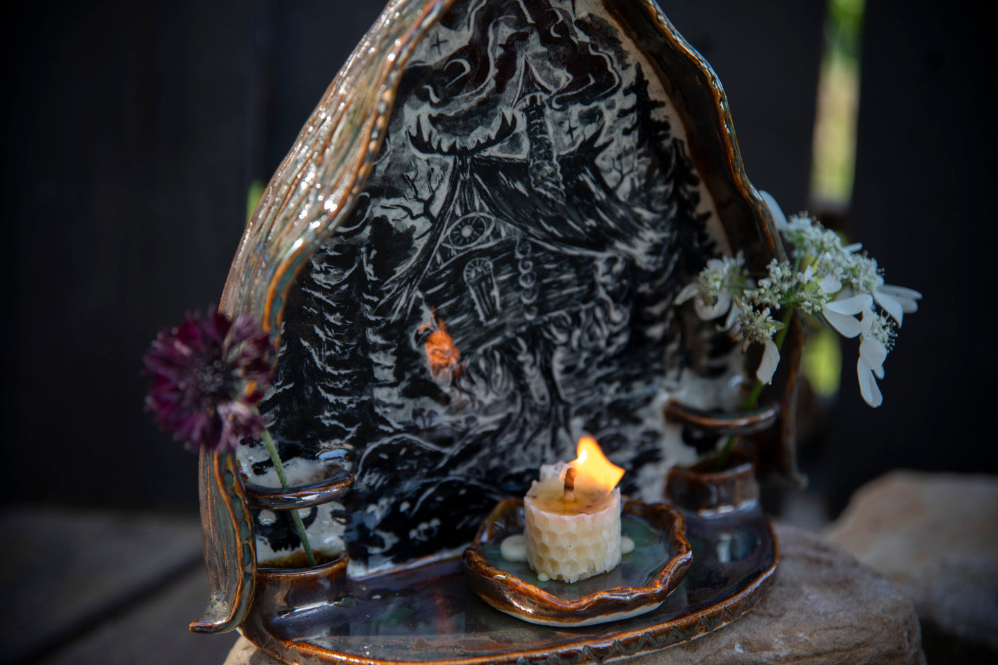 Baba Yaga ceramic altar