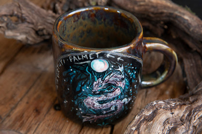 Magic Dragon with pearl instead of full moon ceramic mug