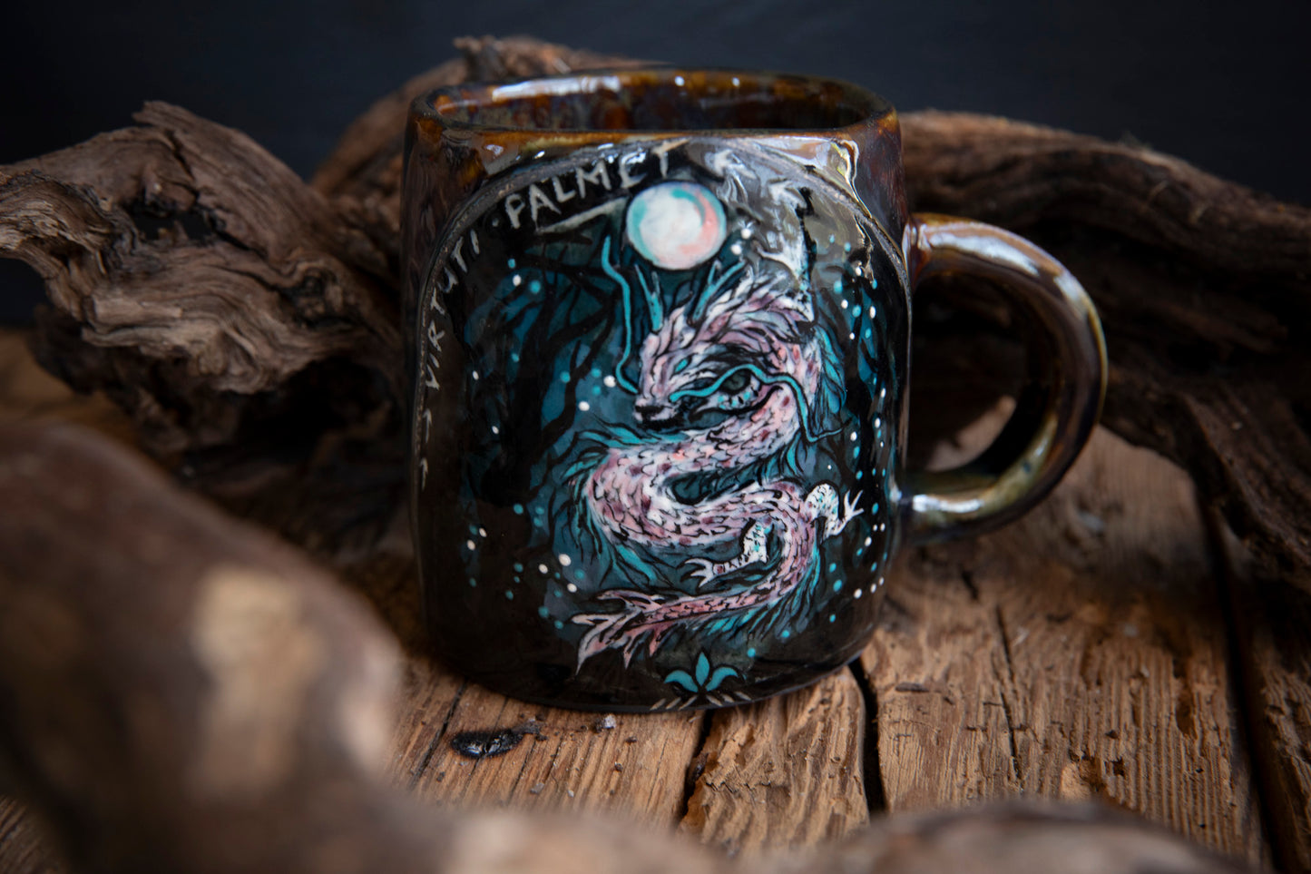 Magic Dragon with pearl instead of full moon ceramic mug