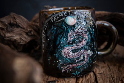 Magic Dragon with pearl instead of full moon ceramic mug