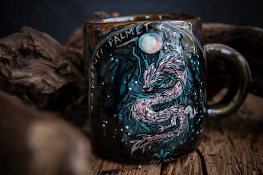 Magic Dragon with pearl instead of full moon ceramic mug