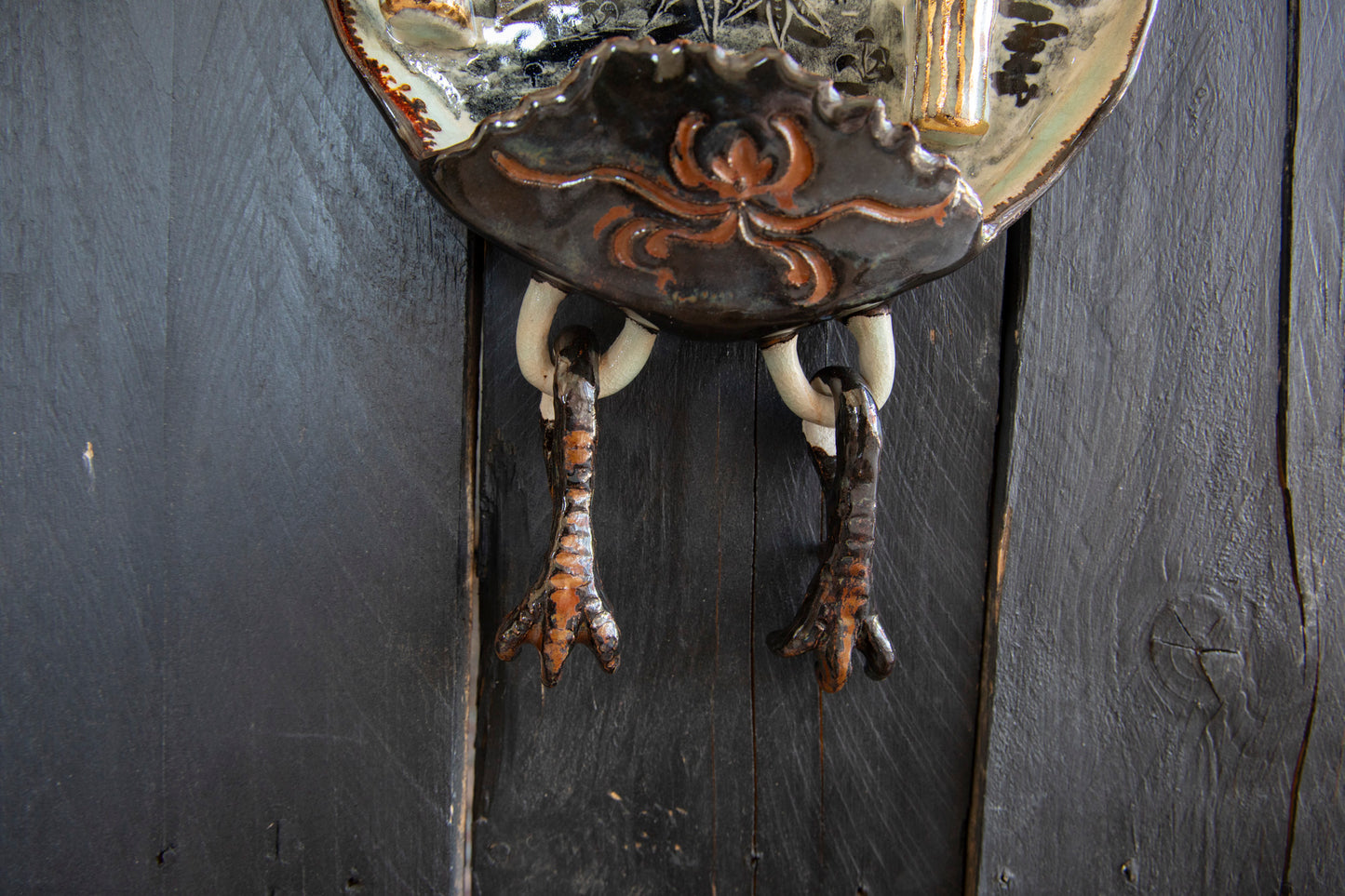 Baba Yaga ceramic wall shrine, one of a kind