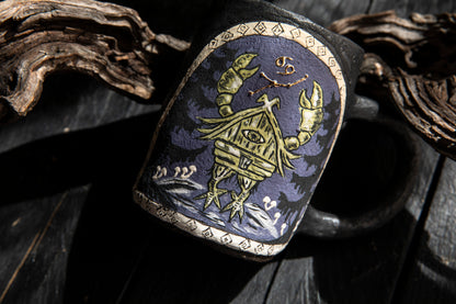 Baba Yaga Cancer Zodiac mug, Ceramic, handmade
