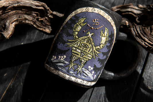 Baba Yaga Cancer Zodiac mug, Ceramic, handmade
