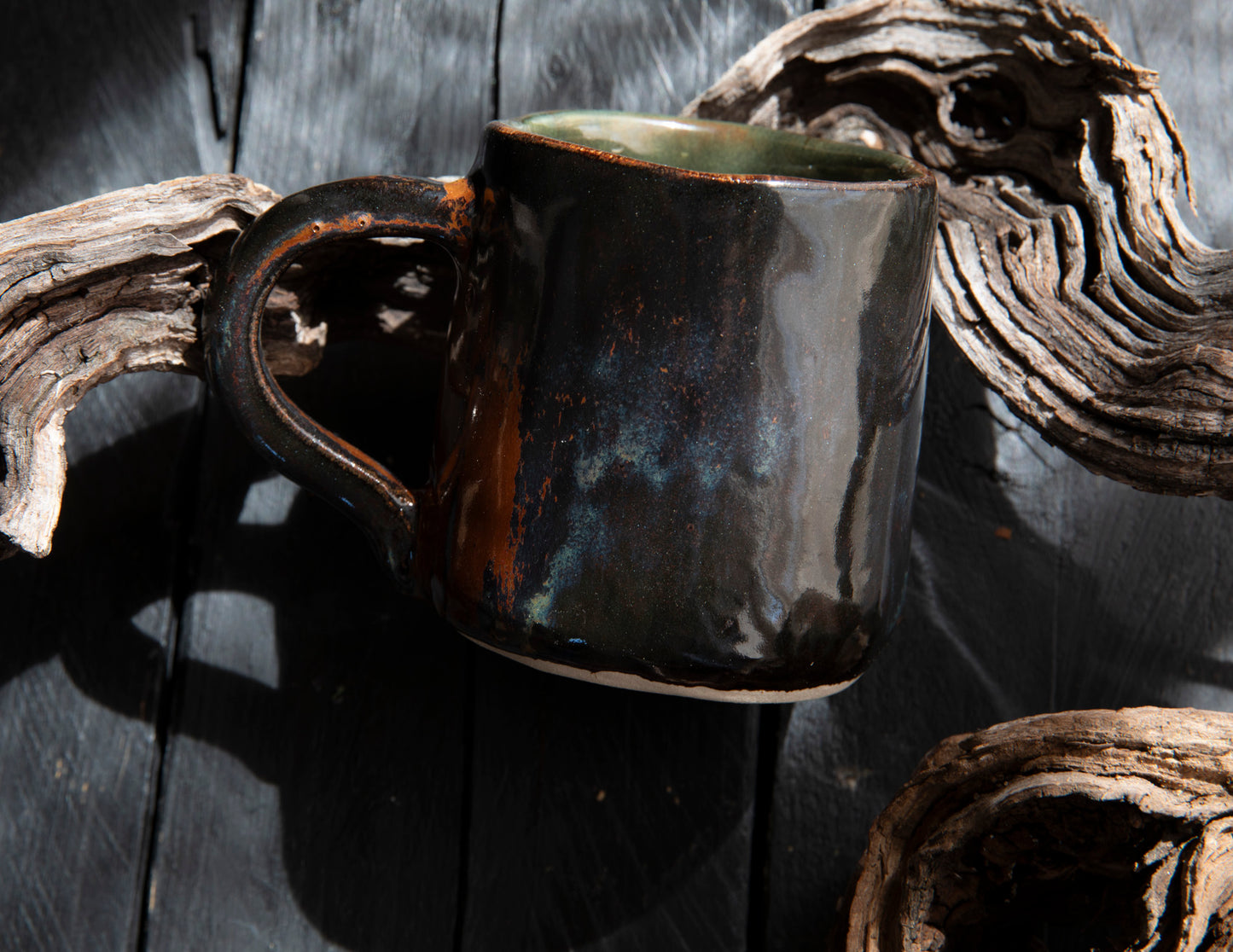 Black unicorn magic forest ceramic mug