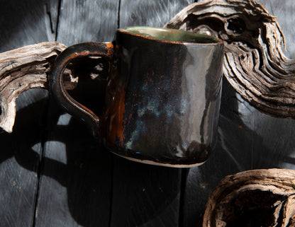 Black unicorn magic forest ceramic mug