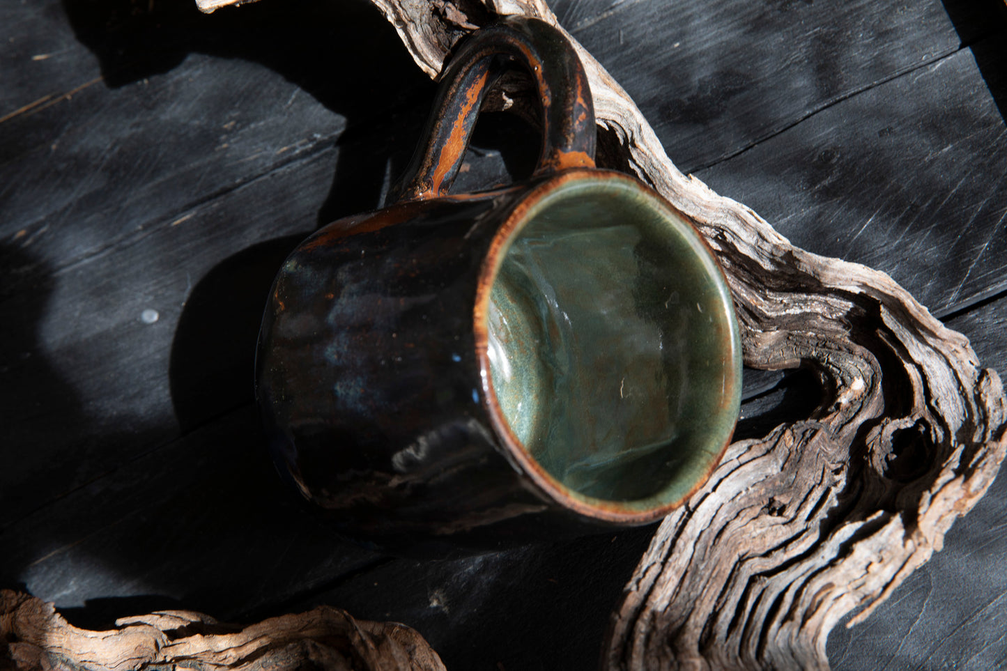Black unicorn magic forest ceramic mug